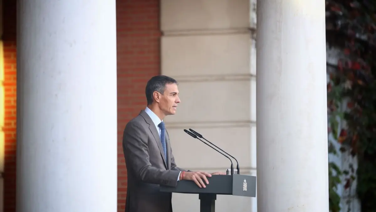El presidente del Gobierno, Pedro Sánchez durante la comparecencia en la que anunciaba el adelanto de las elecciones generales