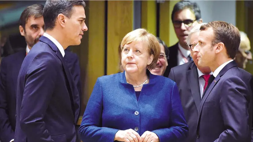 Pedro Sanchez, Angela Merkel, Emmanuel Macron