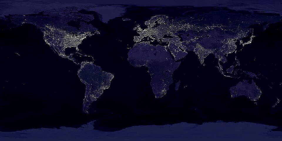 Mundo globalizacion mercados mapa luces energía